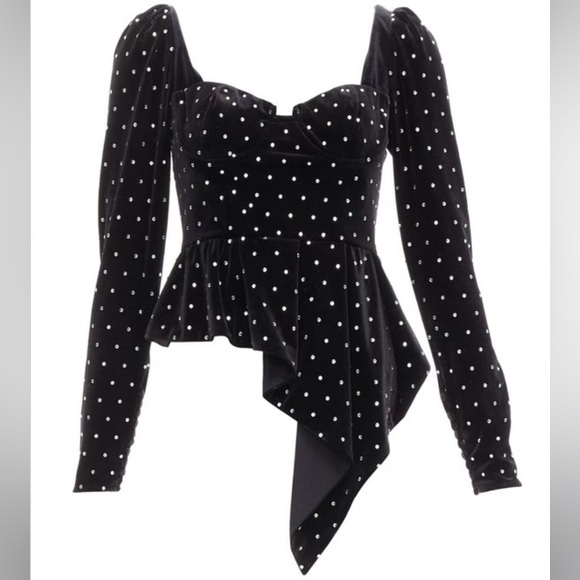 Self-Portrait Asymmetric Velvet Top - Picture 2 of 5